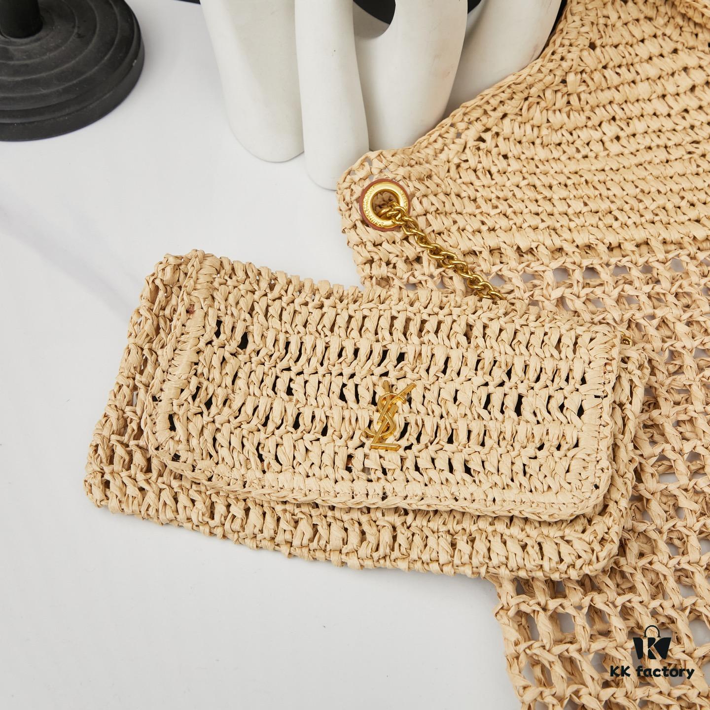 6930cde16e68136f4d9b0734 New Large YSL Raffia ICARE Bag with Mini Compartment