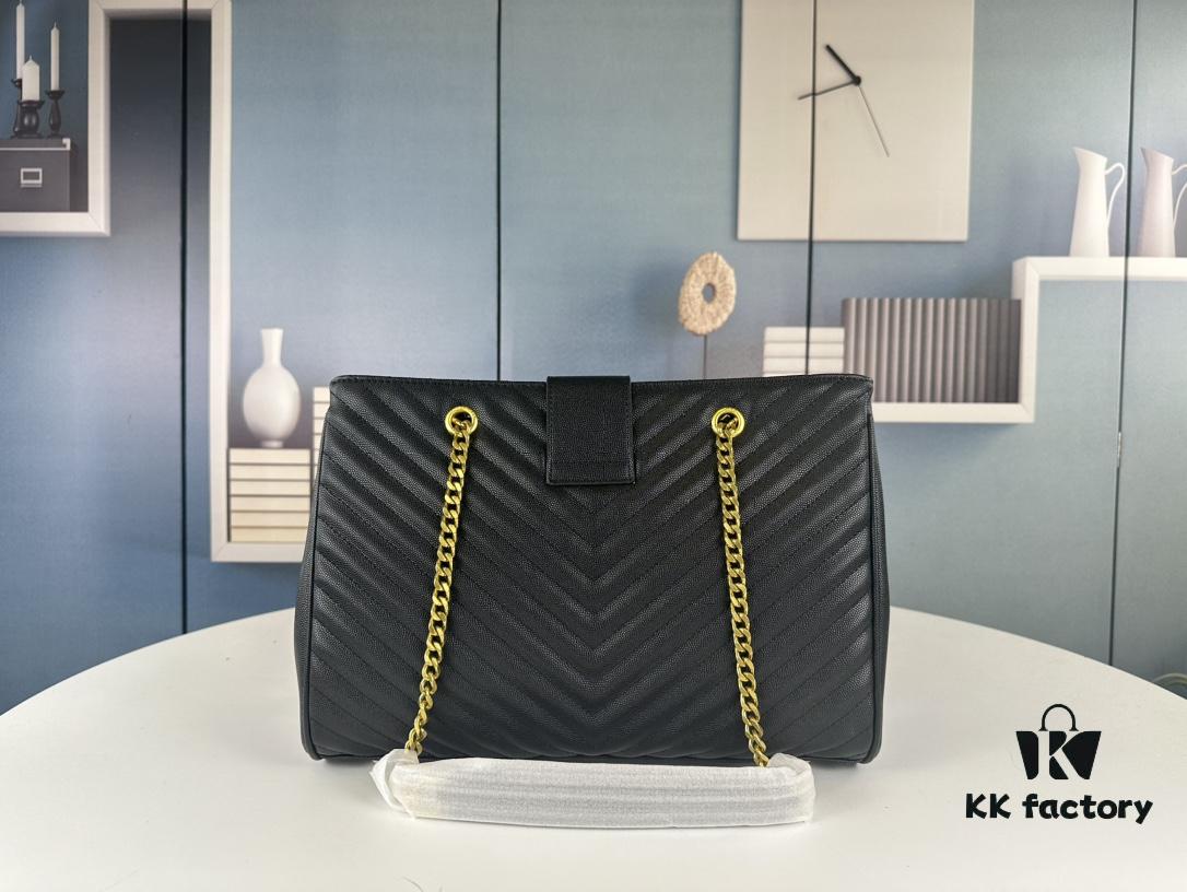 New Arrival with Box Bulk YSL Yves Saint Laurent Caviar Leather Large Tote Bag / Shopping Bag ||| [Black Caviar with Embroidered Thread]
