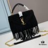 6930ce346e68136f4d9b07b5 YSL Monogram College Saffiano Leather Fringe Messenger Bag