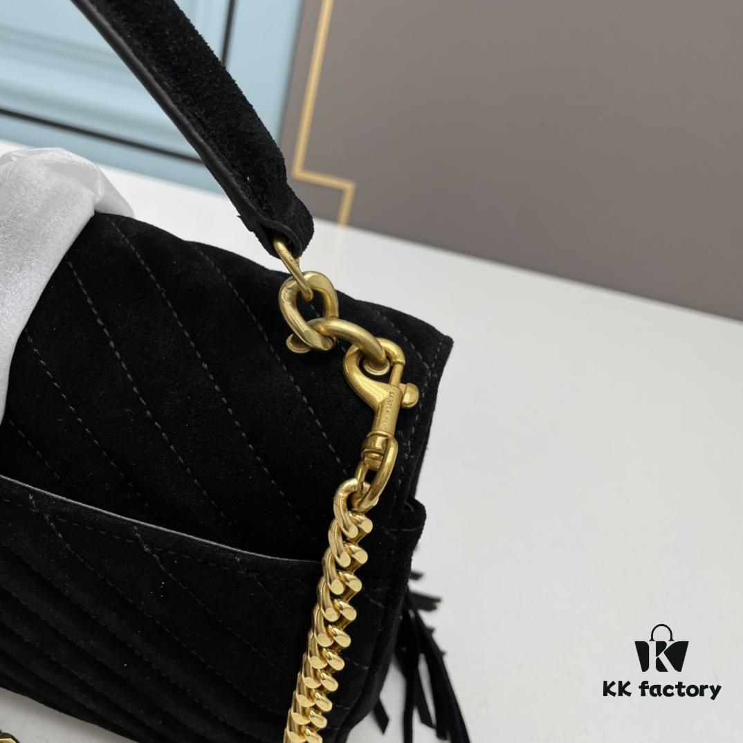 6930ce396e68136f4d9b07bc YSL Monogram College Saffiano Leather Fringe Messenger Bag