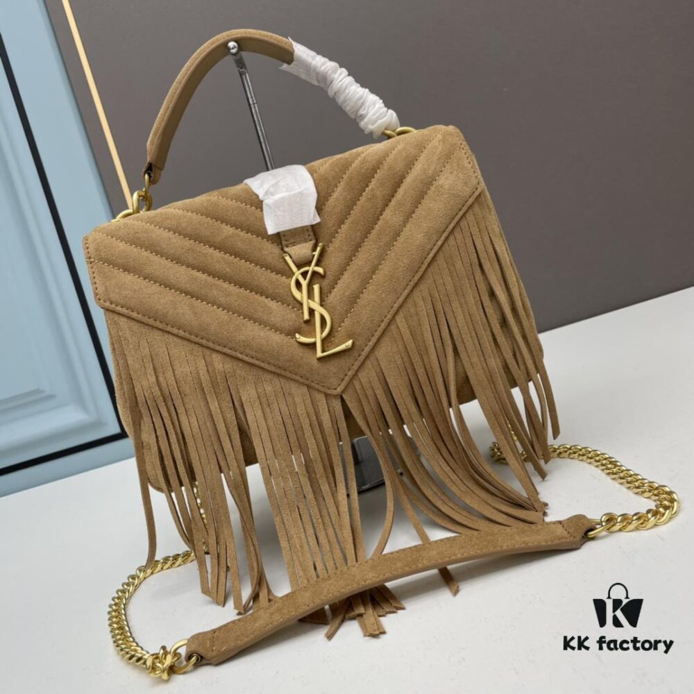 6930ce3a6e68136f4d9b07c0 YSL Monogram College Saffiano Leather Fringe Crossbody Bag