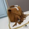 6930ce3b6e68136f4d9b07c1 YSL Monogram College Saffiano Leather Fringe Crossbody Bag