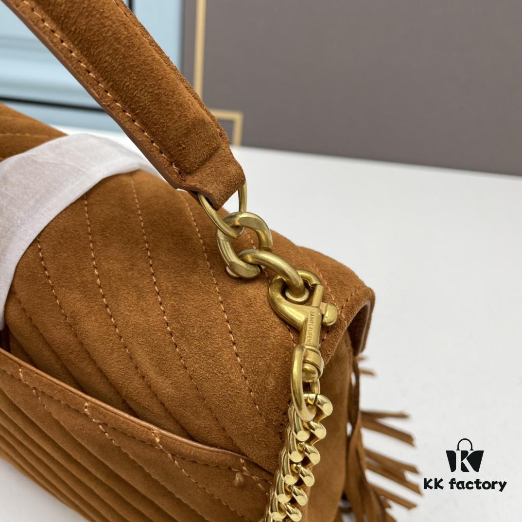 6930ce3d6e68136f4d9b07c2 YSL Monogram College Saffiano Leather Fringe Crossbody Bag