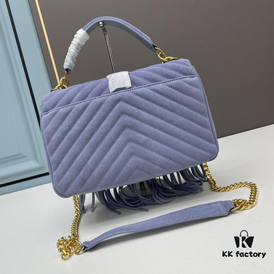 6930ce3f6e68136f4d9b07c4 YSL Monogram College Saffiano Leather Fringe Crossbody Bag