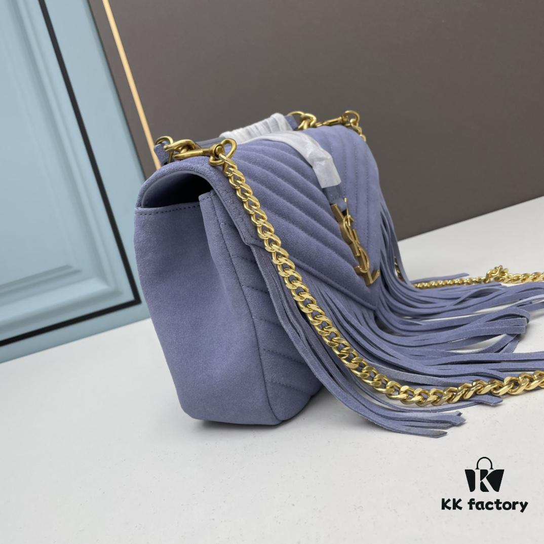 6930ce3f6e68136f4d9b07c6 YSL Monogram College Saffiano Leather Fringe Crossbody Bag