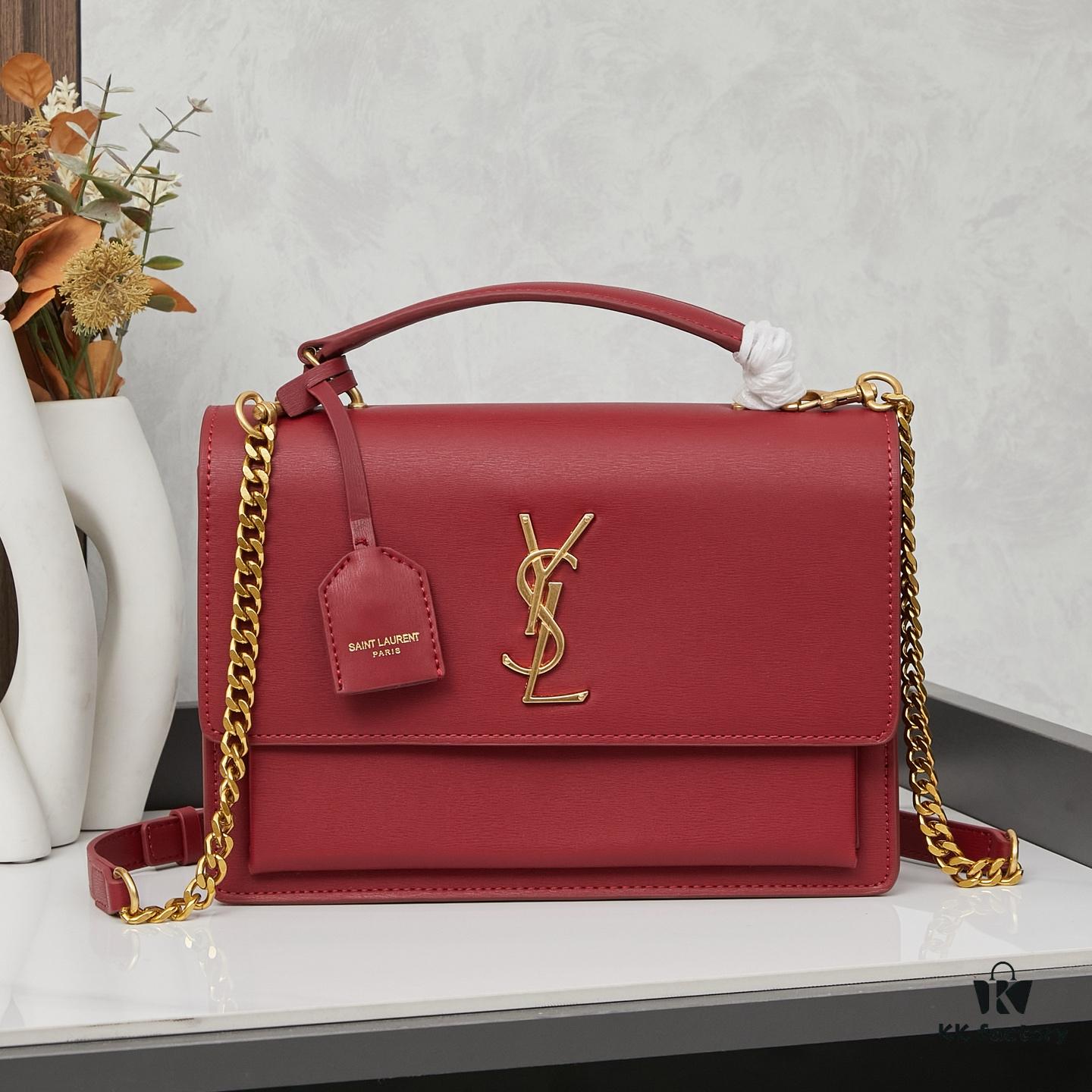 6930ce4d6e68136f4d9b07e1 YSL Accordion Bag in Calfskin - Baby Size, Beige with White Stitching