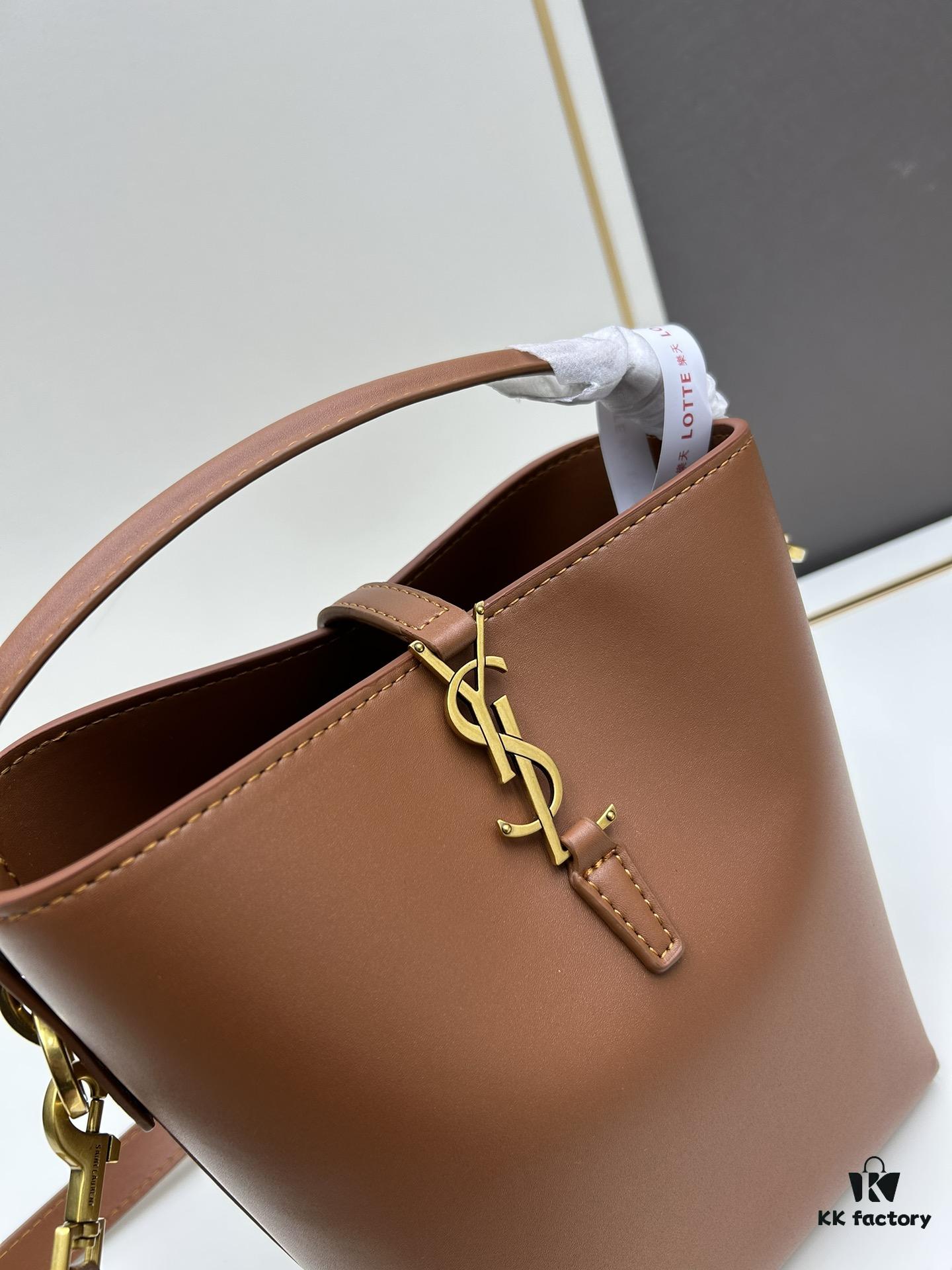 6930cefd6e68136f4d9b0925 New Arrival Mini YSL Bucket Bag with Box - Authentic LE37 Black Gold Shiny Leather, Celebrity Style, Limited Stock
