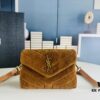 6930cf176e68136f4d9b094c Small YSL Loulou Suede Leather Chain Shoulder Bag in Black and Brown with Box