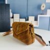 6930cf176e68136f4d9b094e Small YSL Loulou Suede Leather Chain Shoulder Bag in Black and Brown with Box