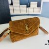 6930cf186e68136f4d9b094f Small YSL Loulou Suede Leather Chain Shoulder Bag in Black and Brown with Box