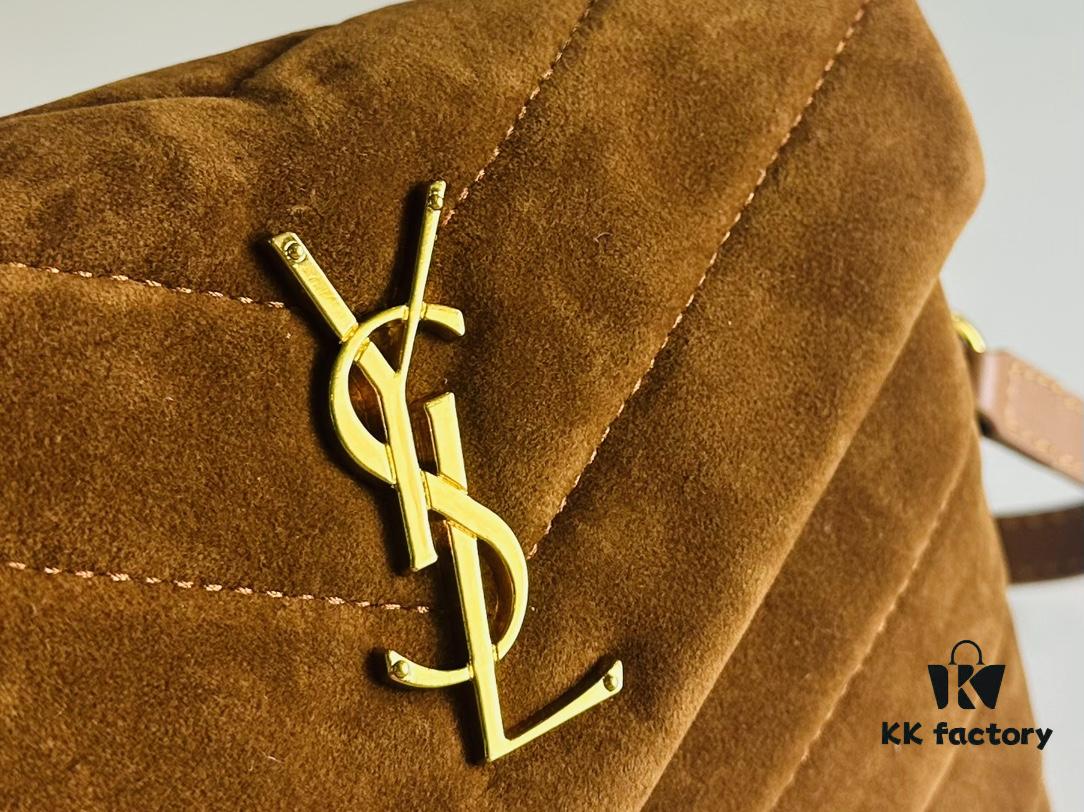 6930cf1a6e68136f4d9b0952 Small YSL Loulou Suede Leather Chain Shoulder Bag in Black and Brown with Box