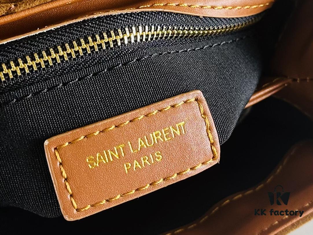 6930cf1d6e68136f4d9b0957 Small YSL Loulou Suede Leather Chain Shoulder Bag in Black and Brown with Box