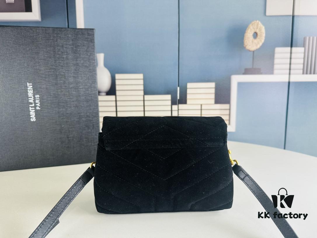 6930cf1e6e68136f4d9b095b Small YSL LOU LOU Suede Leather Chain Shoulder Bag with Box ||| Loulou Black Brown Nubuck