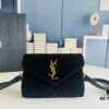 6930cf1f6e68136f4d9b095c Small YSL LOU LOU Suede Leather Chain Shoulder Bag with Box ||| Loulou Black Brown Nubuck