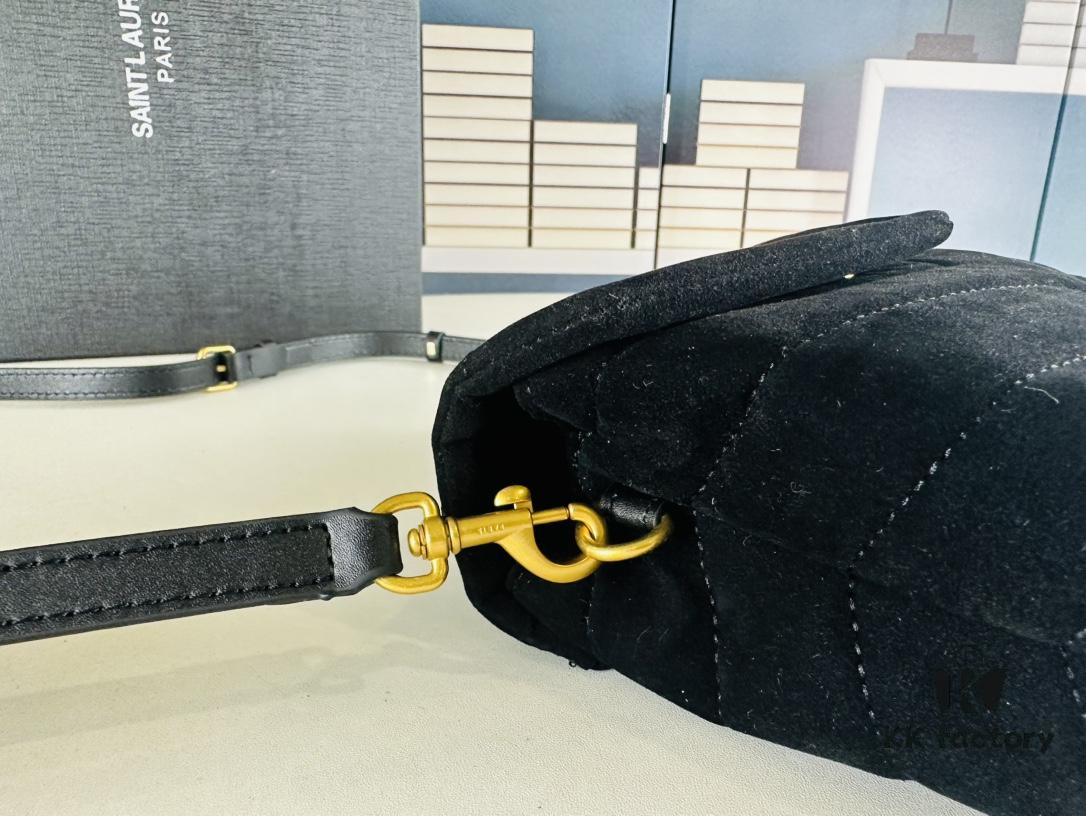 6930cf1f6e68136f4d9b095d Small YSL LOU LOU Suede Leather Chain Shoulder Bag with Box ||| Loulou Black Brown Nubuck