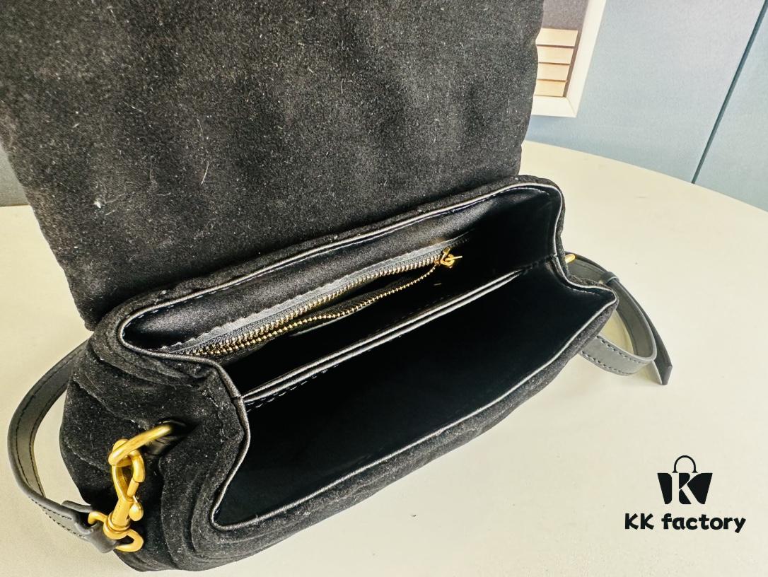 6930cf226e68136f4d9b0960 Small YSL LOU LOU Suede Leather Chain Shoulder Bag with Box ||| Loulou Black Brown Nubuck