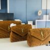 6930cf226e68136f4d9b0961 Medium YSL LOU LOU Suede Leather Chain Shoulder Bag with Box ||| Loulou Black Brown Nubuck