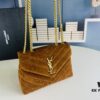 6930cf236e68136f4d9b0964 Medium YSL LOU LOU Suede Leather Chain Shoulder Bag with Box ||| Loulou Black Brown Nubuck