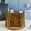 6930cf236e68136f4d9b0965 Medium YSL LOU LOU Suede Leather Chain Shoulder Bag with Box ||| Loulou Black Brown Nubuck