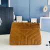 6930cf246e68136f4d9b0966 Medium YSL LOU LOU Suede Leather Chain Shoulder Bag with Box ||| Loulou Black Brown Nubuck