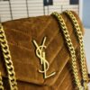 6930cf256e68136f4d9b0968 Medium YSL LOU LOU Suede Leather Chain Shoulder Bag with Box ||| Loulou Black Brown Nubuck