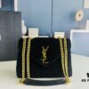 6930cf276e68136f4d9b096d Medium YSL LOU LOU Suede Leather Chain Shoulder Bag with Box ||| Loulou Black Brown Nubuck