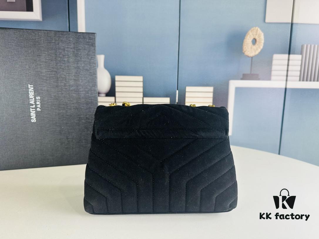 6930cf286e68136f4d9b0970 Medium YSL LOU LOU Suede Leather Chain Shoulder Bag with Box ||| Loulou Black Brown Nubuck