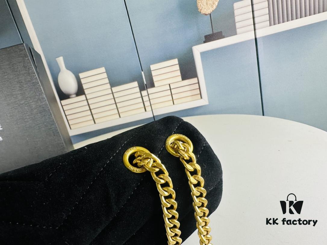 6930cf2a6e68136f4d9b0971 Medium YSL LOU LOU Suede Leather Chain Shoulder Bag with Box ||| Loulou Black Brown Nubuck