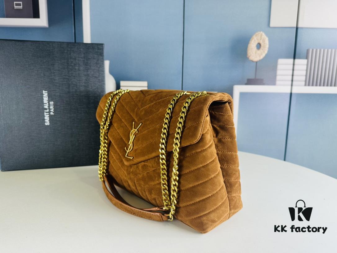 6930cf2c6e68136f4d9b0976 Large Size with Box 💰 YSL LOU LOU Suede Leather Chain Shoulder Bag | Loulou Black Brown Nubuck