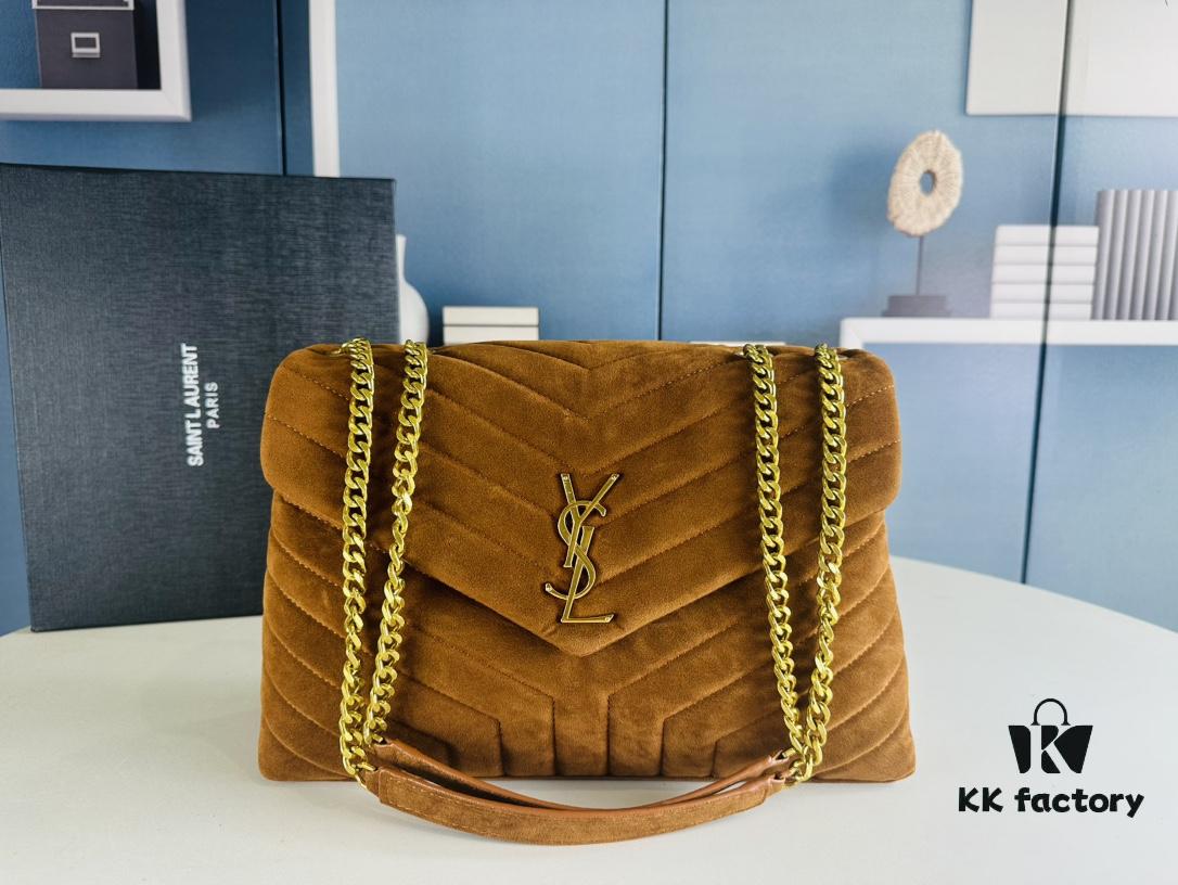 6930cf2d6e68136f4d9b0977 Large Size with Box 💰 YSL LOU LOU Suede Leather Chain Shoulder Bag | Loulou Black Brown Nubuck