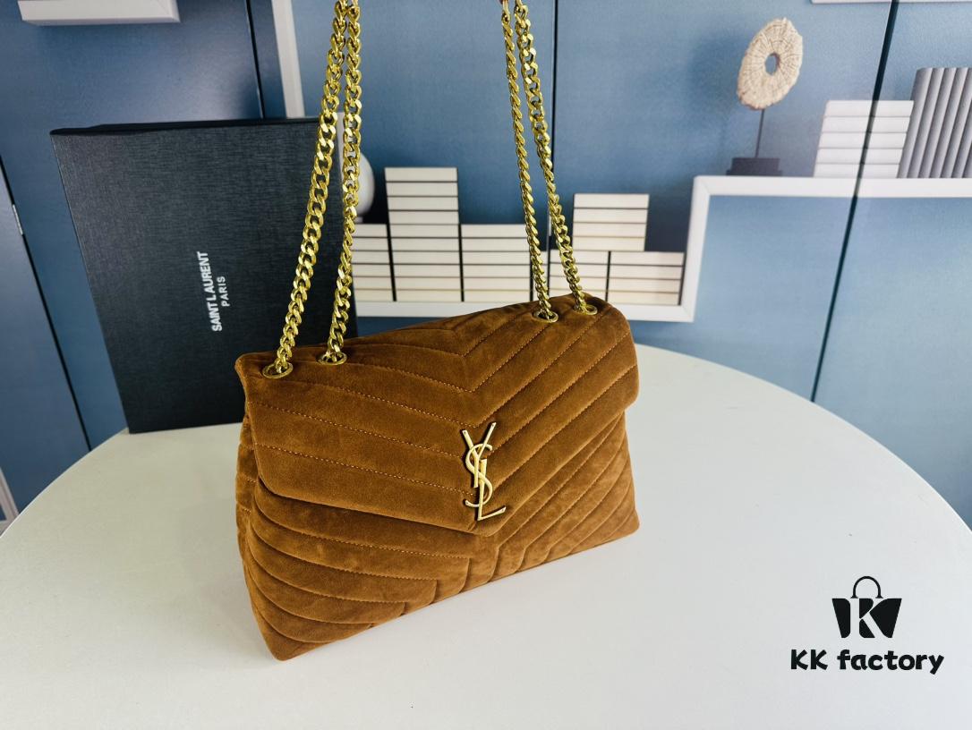 6930cf2d6e68136f4d9b0978 Large Size with Box 💰 YSL LOU LOU Suede Leather Chain Shoulder Bag | Loulou Black Brown Nubuck