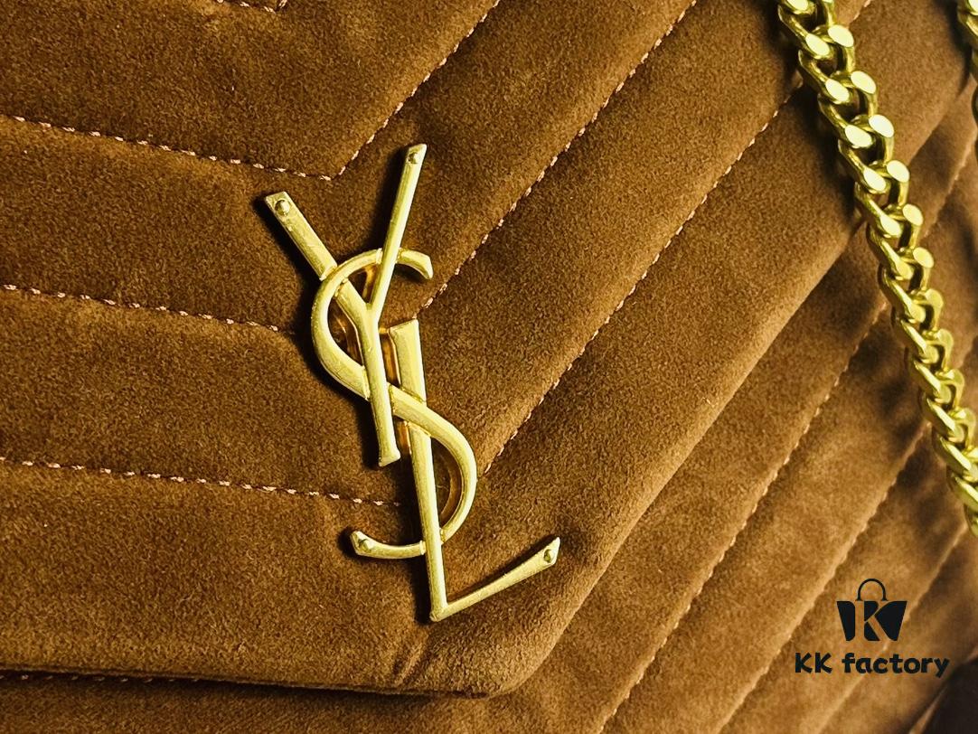 6930cf2e6e68136f4d9b097a Large Size with Box 💰 YSL LOU LOU Suede Leather Chain Shoulder Bag | Loulou Black Brown Nubuck