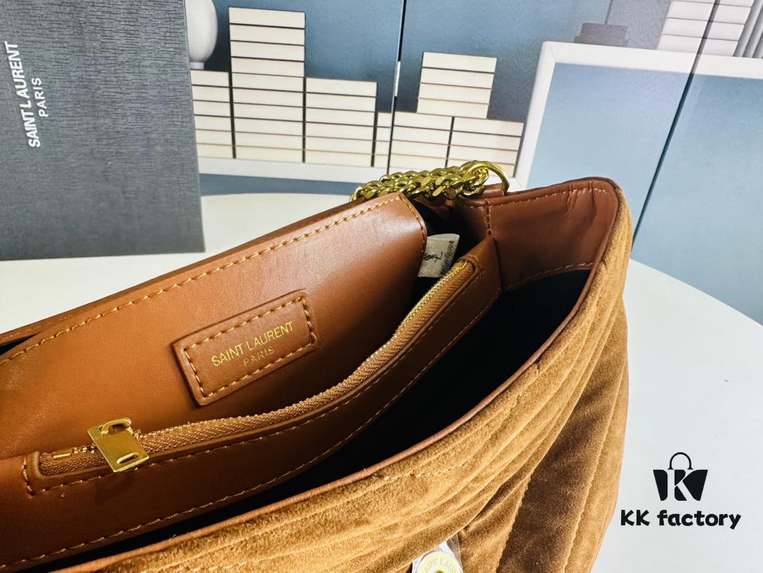 6930cf316e68136f4d9b097d Large Size with Box 💰 YSL LOU LOU Suede Leather Chain Shoulder Bag | Loulou Black Brown Nubuck