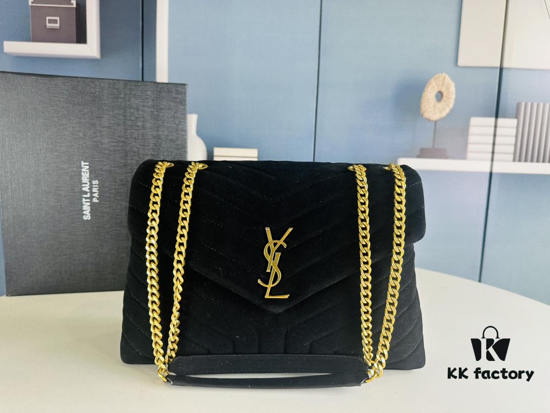 6930cf326e68136f4d9b097f Large Size with Box 💰 YSL LOU LOU Suede Leather Chain Shoulder Bag ||| Loulou Black Brown Nubuck