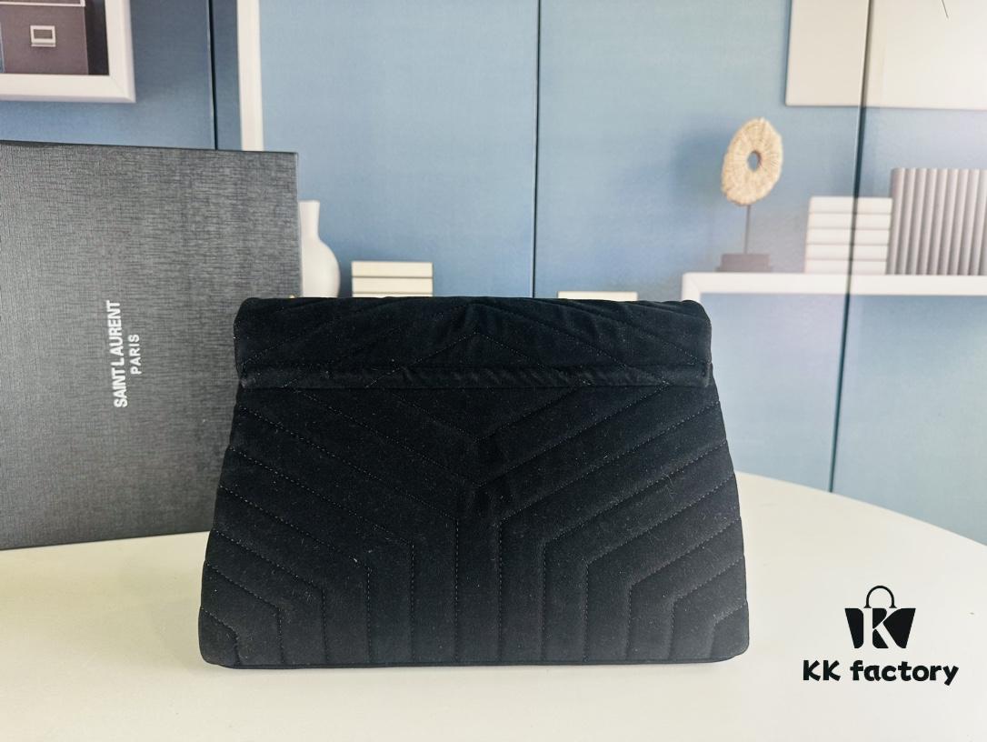 6930cf336e68136f4d9b0982 Large Size with Box 💰 YSL LOU LOU Suede Leather Chain Shoulder Bag ||| Loulou Black Brown Nubuck