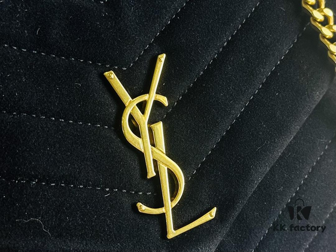 6930cf346e68136f4d9b0984 Large Size with Box 💰 YSL LOU LOU Suede Leather Chain Shoulder Bag ||| Loulou Black Brown Nubuck