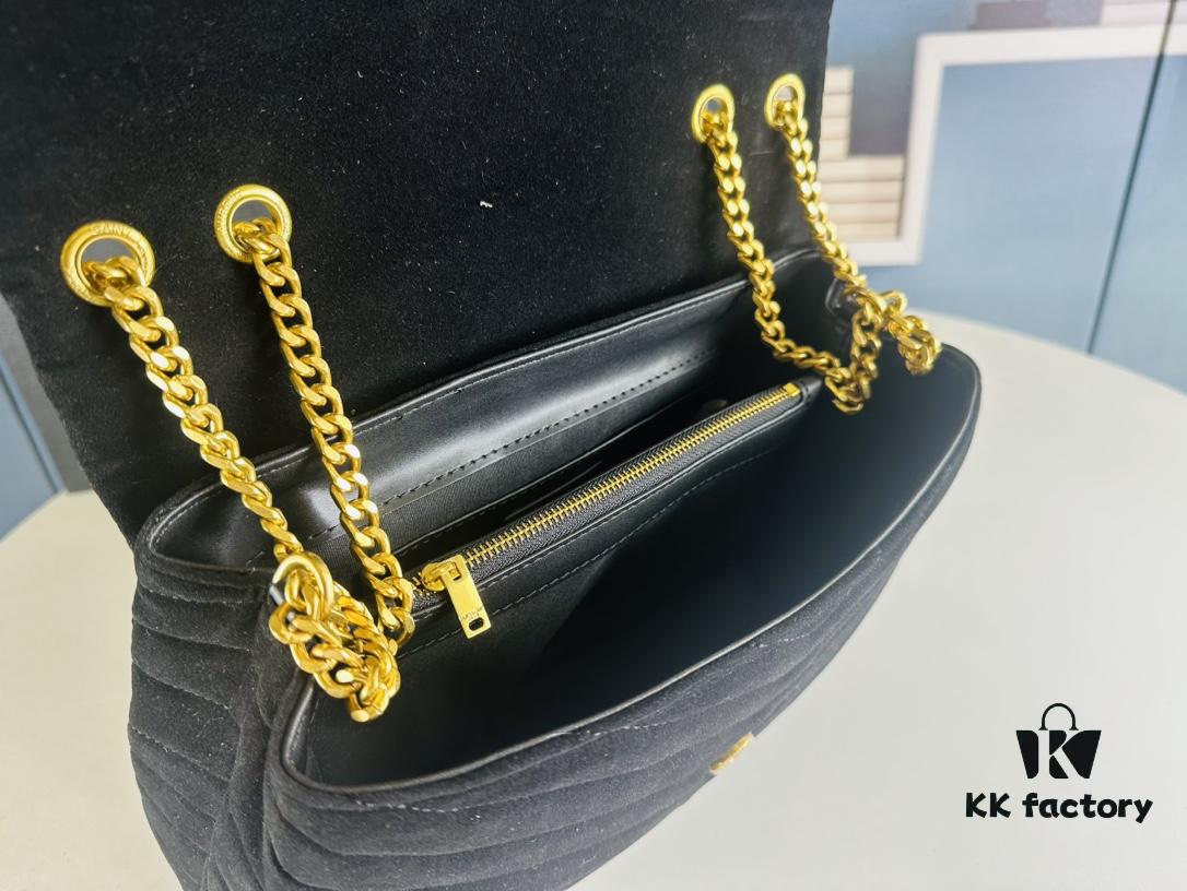 6930cf366e68136f4d9b0987 Large Size with Box 💰 YSL LOU LOU Suede Leather Chain Shoulder Bag ||| Loulou Black Brown Nubuck