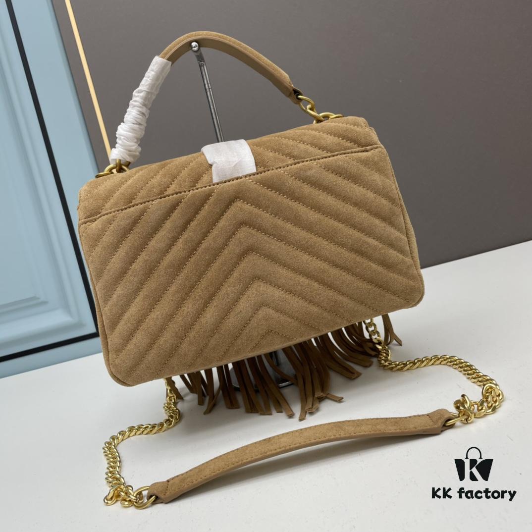 6930cf4b6e68136f4d9b09ad YSL Monogram College Saffiano Leather Fringe Crossbody Bag