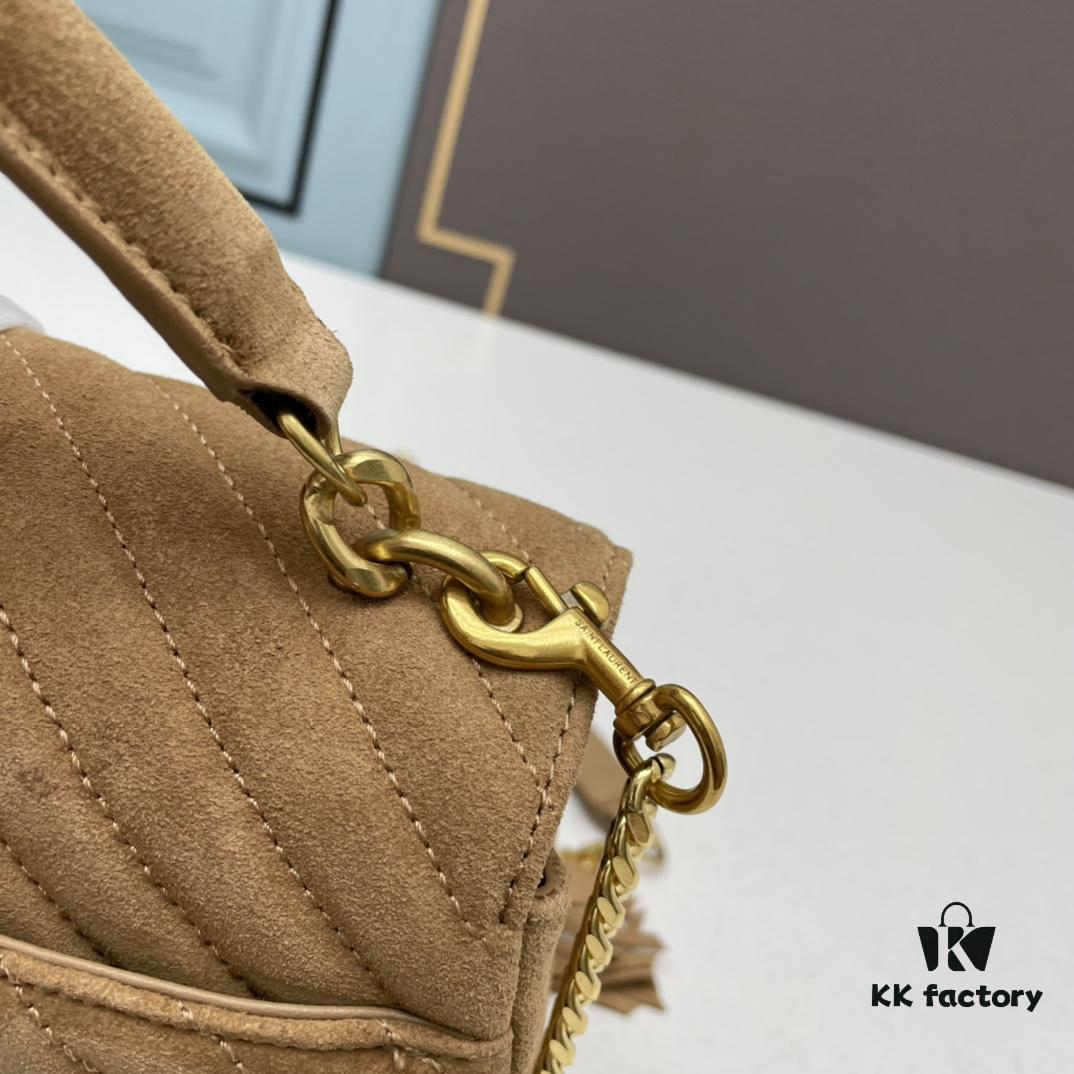 6930cf4d6e68136f4d9b09b1 YSL Monogram College Saffiano Leather Fringe Crossbody Bag