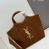 6930cf526e68136f4d9b09b6 New YSL Saint Laurent Suede Icare Quilted Tote Bag in Black and Caramel