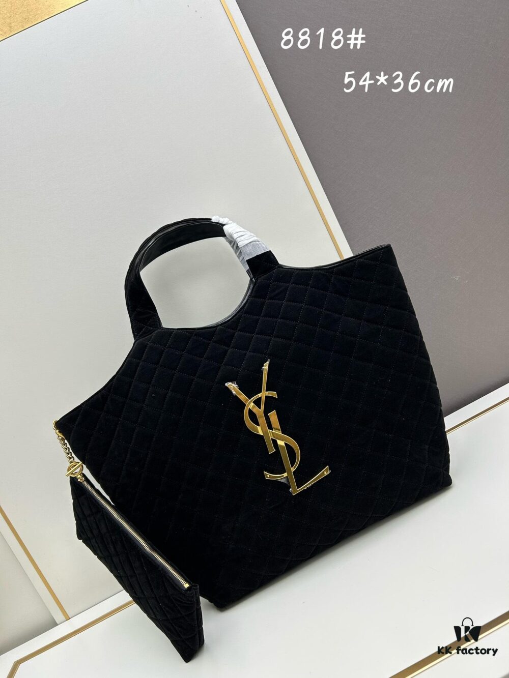 6930cf566e68136f4d9b09be New YSL Icare Suede Quilted Tote Bag in Black and Caramel