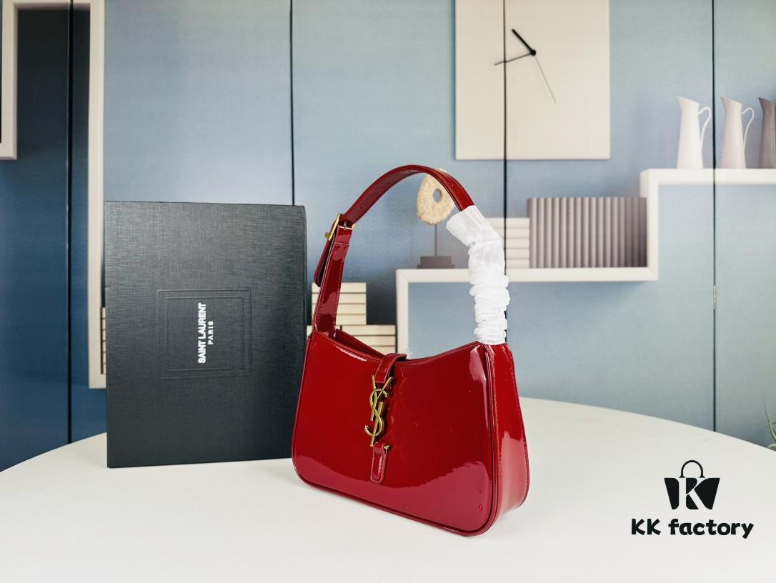 6930cf6c6e68136f4d9b09da YSL Saint Laurent Hobo Bag in Patent Leather with Box
