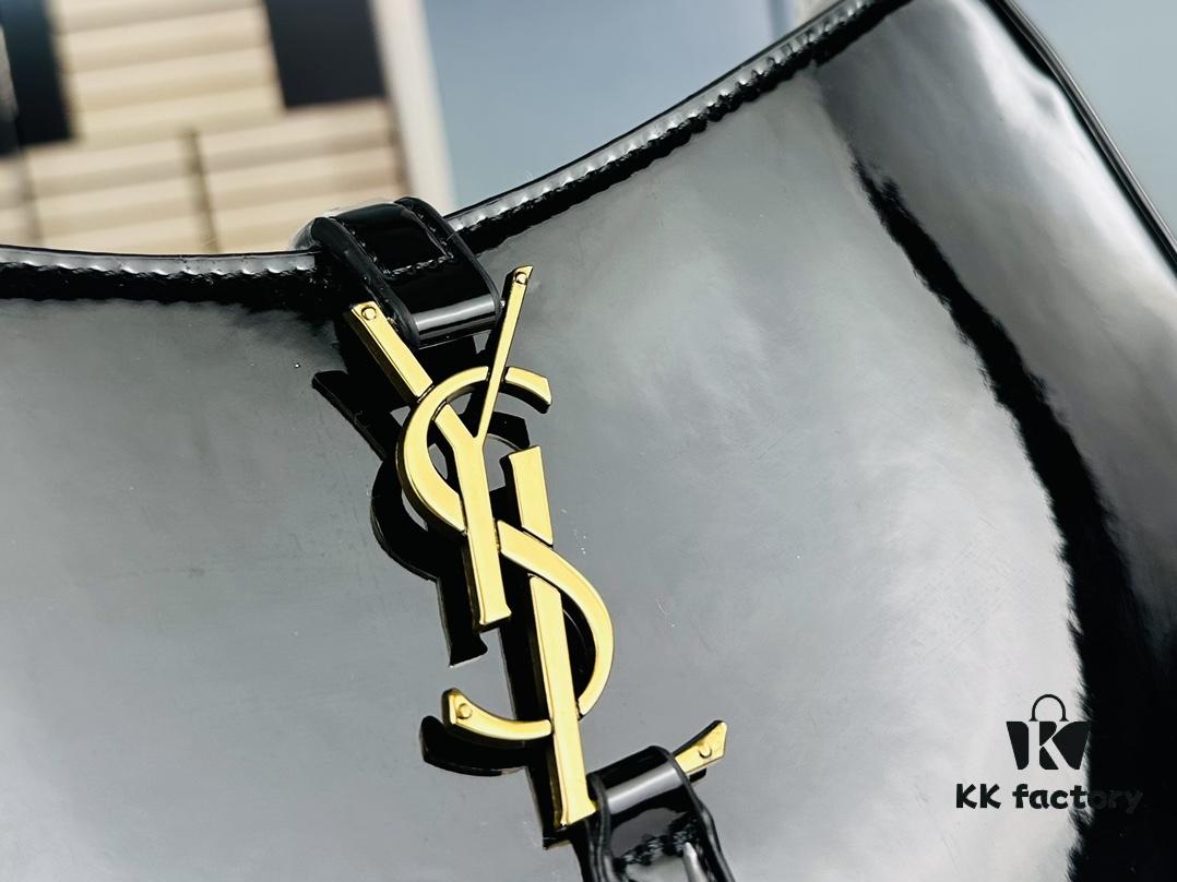 6930cf766e68136f4d9b09ea YSL Saint Laurent Hobo Shoulder Bag in Patent Leather with Box