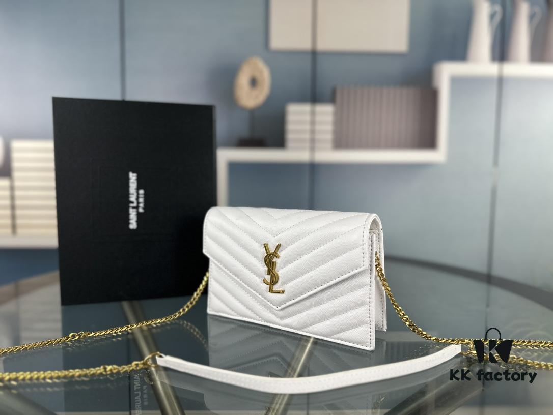 Box Set YSL Monogram Black and Gold Caviar Leather Chain Bag