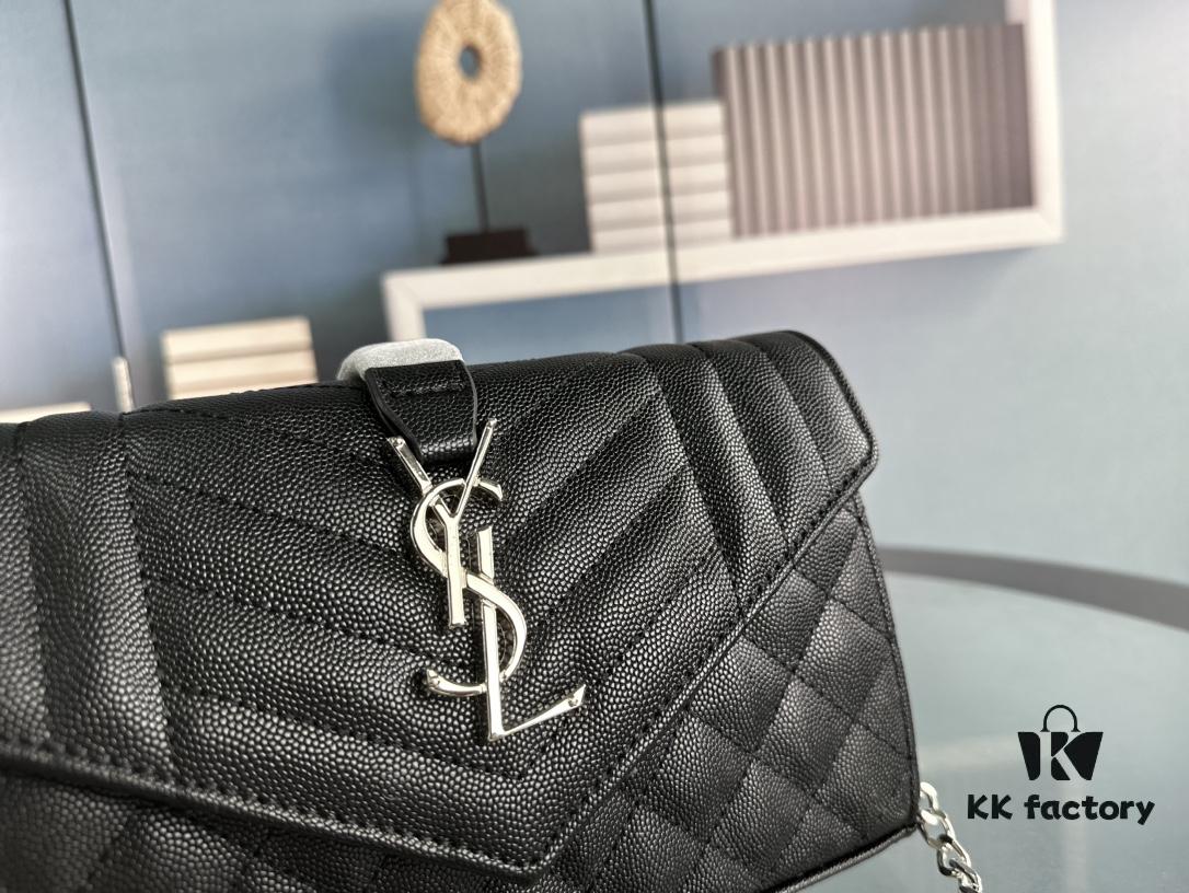 YSL Saint Laurent WOC Caviar Chain Envelope Bag