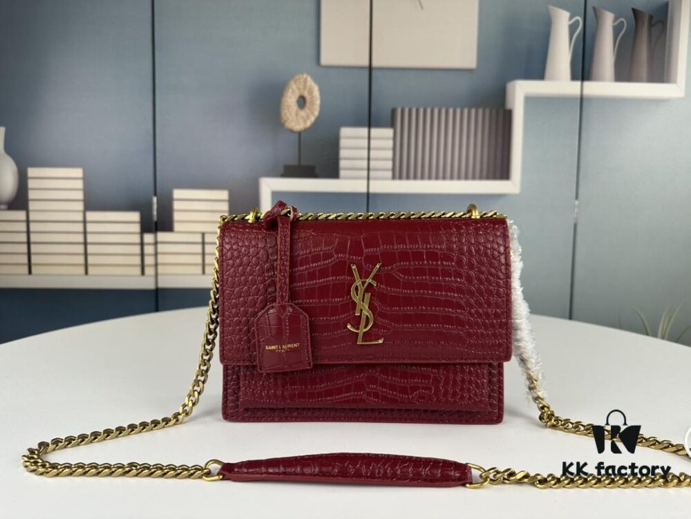 6930d0136e68136f4d9b0ae5 YSL Sunset Bag with Crocodile Embossed Texture