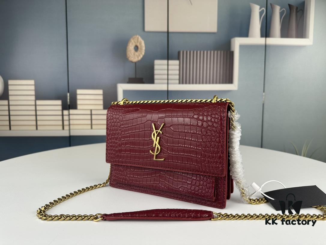 6930d0136e68136f4d9b0ae7 YSL Sunset Bag with Crocodile Embossed Texture