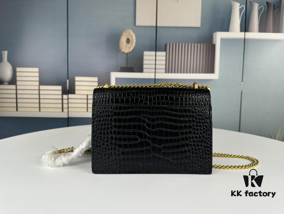 New YSL Sunset Bag with Box – Recommended Crocodile Embossed Design