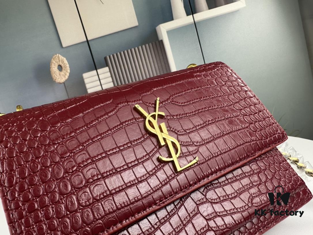 6930d0166e68136f4d9b0aeb YSL Sunset Bag with Crocodile Embossed Texture