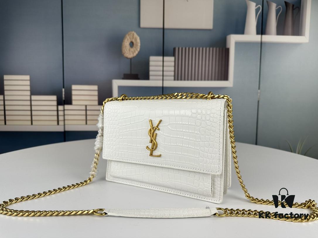 6930d01e6e68136f4d9b0af8 New YSL Sunset Bag with Box – Recommended Crocodile-Embossed Design